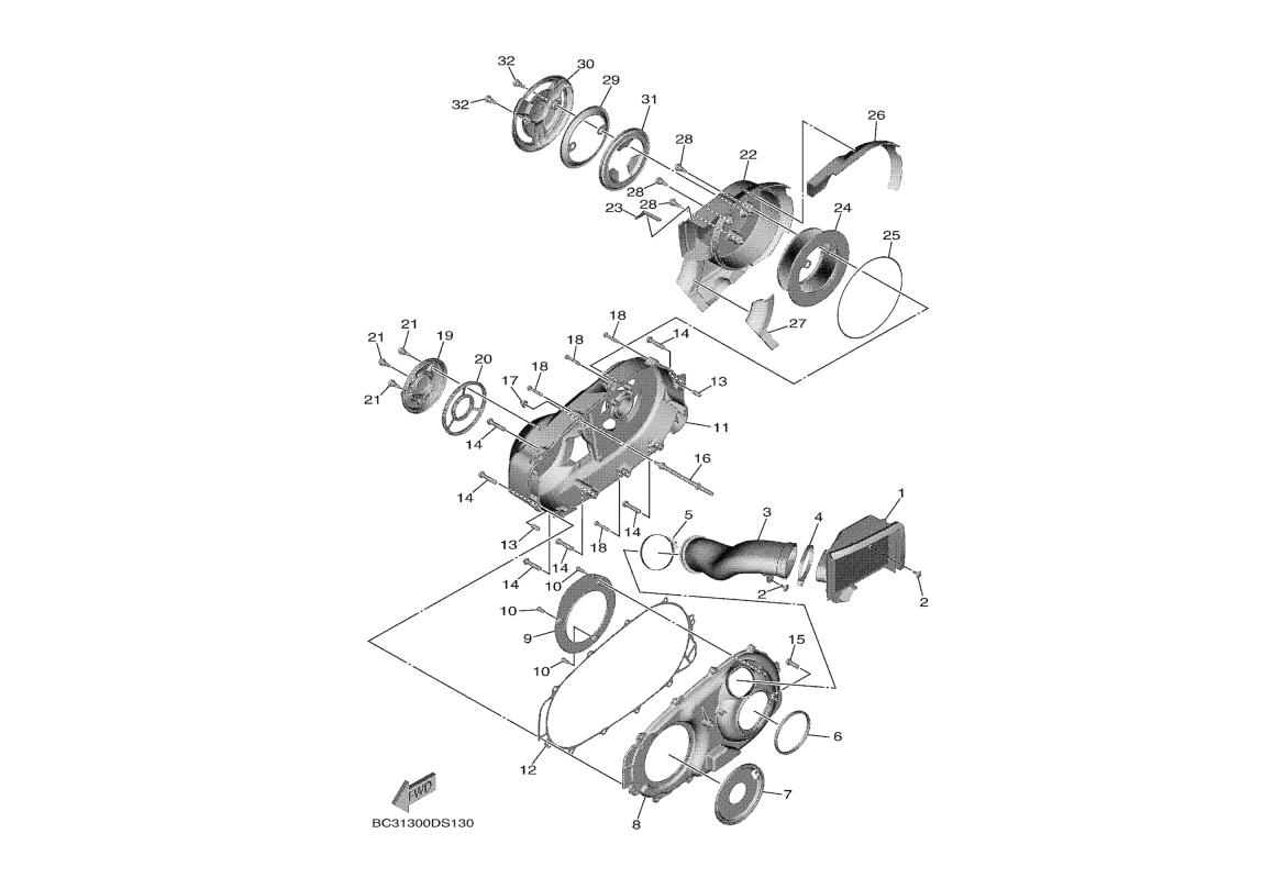 Exploded view Crankcase Cover (2)